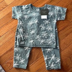 Grayson Mini Two Piece Blue White Floral Short Sleeve Pants Outfit Boy Girl NWT